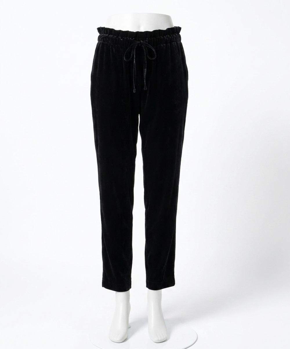 NEW HATCH paperbag maternity pant in black velvet